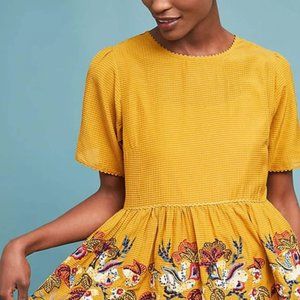 Anthropologie Bhanuni by Jyoti Gold Embellished Peplum Top Size small